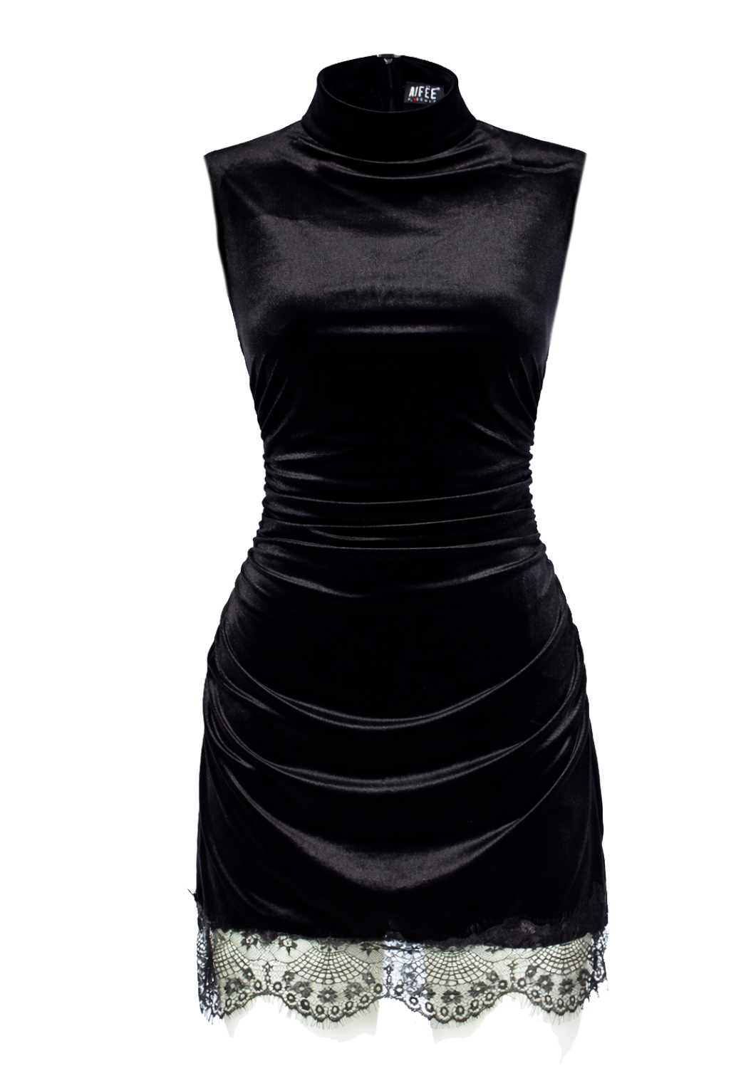 ABITO CORTO VELLUTO BALZA PIZZO 2 TG 95%PL 5%EA MADE IN ITALY          - BLACK